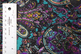 Teal And Purple Paisley Burnout Velvet Fabric - Teal And Purple Paisley, 4-Way Stretch (1 Yard)
