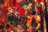 Red And Orange Floral Burnout Velvet Fabric - Red And Orange Floral, 4-Way Stretch, 1 Yard (Yard)