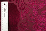 Large Fuchsia Paisley Burnout Velvet Fabric - Fuchsia Paisley, 4-Way Stretch (1 Yard)