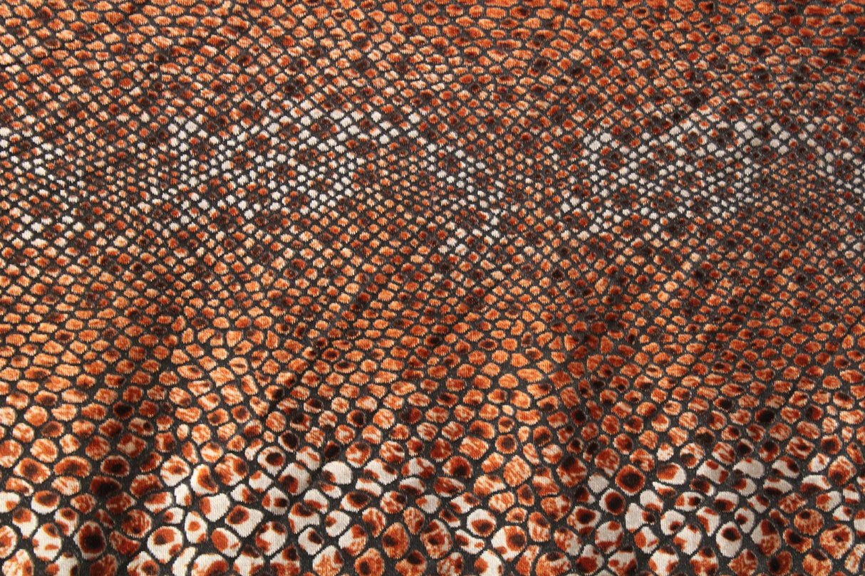 Snake Print Burnout Velvet Fabric - Brown Snake, Gray Snake, 4-Way Stretch, 36" Width (1 Yard)