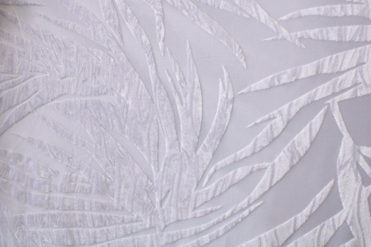 Palm Leaves Burnout Velvet Fabric - Black, Teal, White, Gray Palm Leaves, 36" X 60" (1 Yard)