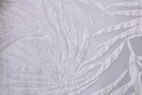 Palm Leaves Burnout Velvet Fabric - Black, Teal, White, Gray Palm Leaves, 36" X 60" (1 Yard)