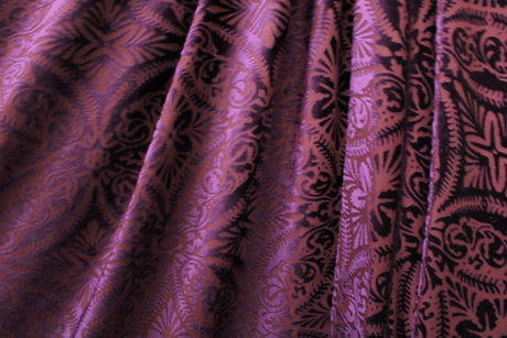 Lili Damask Burnout Velvet Fabric - 4-Way Stretch Damask Pattern, 36" Width (1 Yard)