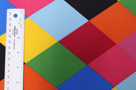 Diamond Rainbow Argyle Spandex Fabric - Rainbow Argyle Print, 58"/60" Width (1 Yard)