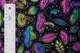 Psychadelic Mushrooms Polyester Spandex Fabric - BlackLight Reactive, 58"/60" Width (1 Yard)