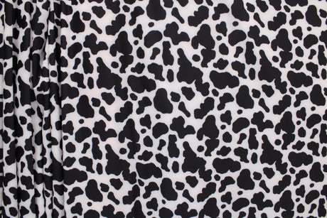 Black And White Cow Print Polyester Spandex Fabric - Black And White Cow Print, 58"/60" Width (1 Yard)