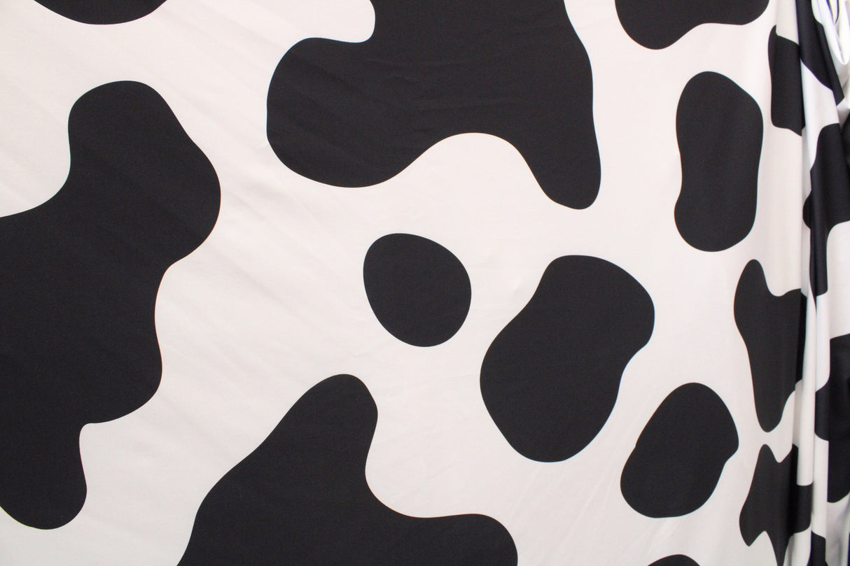 Large Cow Print Polyester Spandex Fabric - Cow Print, 58"/60" Width (Yard 36" X 60")