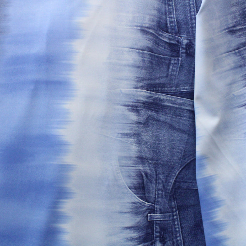 Jean Dip Dyed Print Polyester Spandex Fabric - Dip Dyed Print, 58"/60" Width (1 Yard)