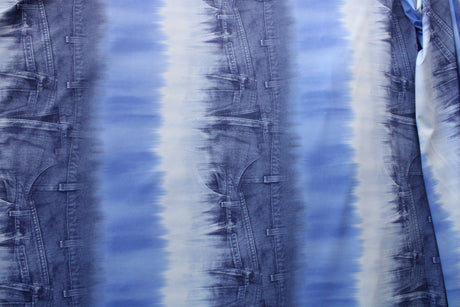 Jean Dip Dyed Print Polyester Spandex Fabric - Dip Dyed Print, 58"/60" Width (1 Yard)