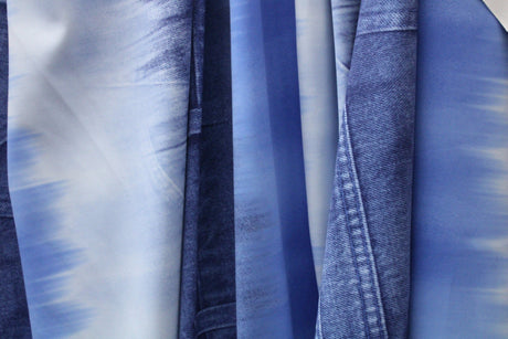 Jean Dip Dyed Print Polyester Spandex Fabric - Dip Dyed Print, 58"/60" Width (1 Yard)