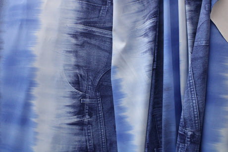 Jean Dip Dyed Print Polyester Spandex Fabric - Dip Dyed Print, 58"/60" Width (1 Yard)