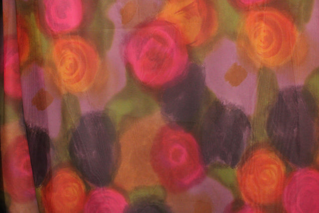 Watercolor Roses Printed Mesh Fabric - Watercolor Roses Print, 36" X 60" (1 Yard)