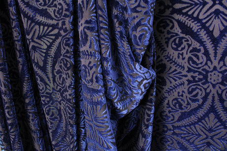 Lili Damask Burnout Velvet Fabric - 4-Way Stretch Damask Pattern, 36" Width (1 Yard)