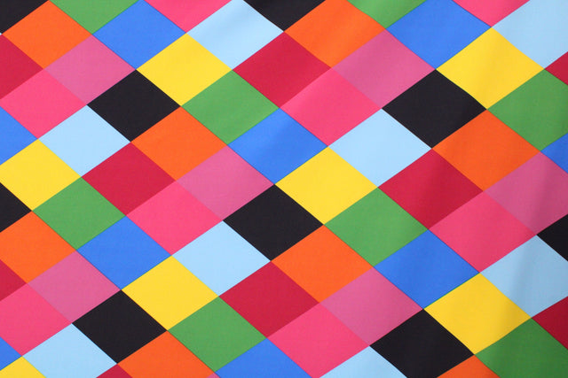 Diamond Rainbow Argyle Spandex Fabric - Rainbow Argyle Print, 58"/60" Width (1 Yard)