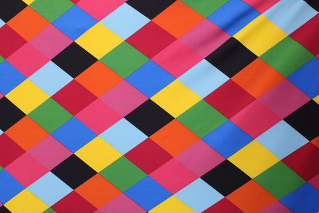 Diamond Rainbow Argyle Spandex Fabric - Rainbow Argyle Print, 58"/60" Width (1 Yard)