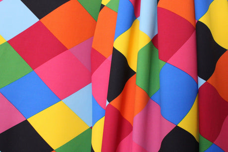Diamond Rainbow Argyle Spandex Fabric - Rainbow Argyle Print, 58"/60" Width (1 Yard)