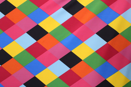 Diamond Rainbow Argyle Spandex Fabric - Rainbow Argyle Print, 58"/60" Width (1 Yard)
