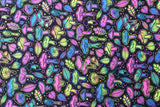 Psychadelic Mushrooms Polyester Spandex Fabric - BlackLight Reactive, 58"/60" Width (1 Yard)