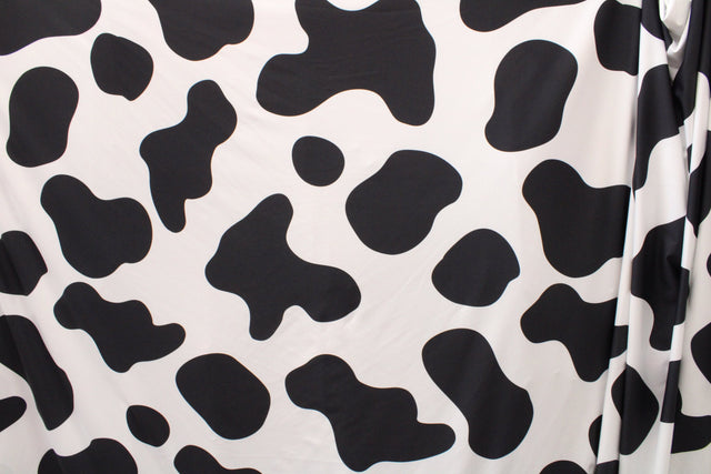 Large Cow Print Polyester Spandex Fabric - Cow Print, 58"/60" Width (Yard 36" X 60")