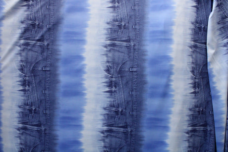Jean Dip Dyed Print Polyester Spandex Fabric - Dip Dyed Print, 58"/60" Width (1 Yard)