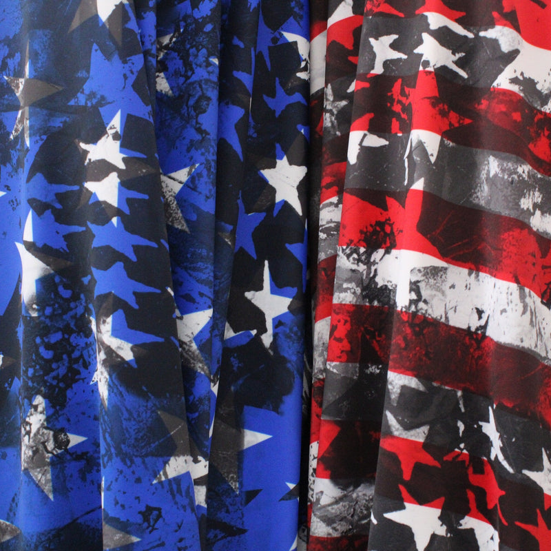 American Patriot Spandex Fabric - Patriotic Red/Blue Print, 58/60" Width (1 Yard)