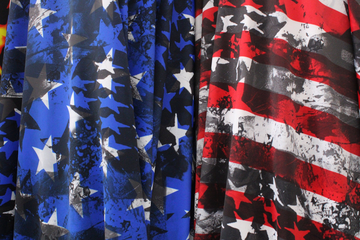 American Patriot Spandex Fabric - Patriotic Red/Blue Print, 58/60" Width (1 Yard)