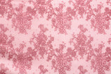 Pink Lace Printed Mesh Fabric - Pink Lace, 4-Way Stretch, 36" X 60" (1 Yard)