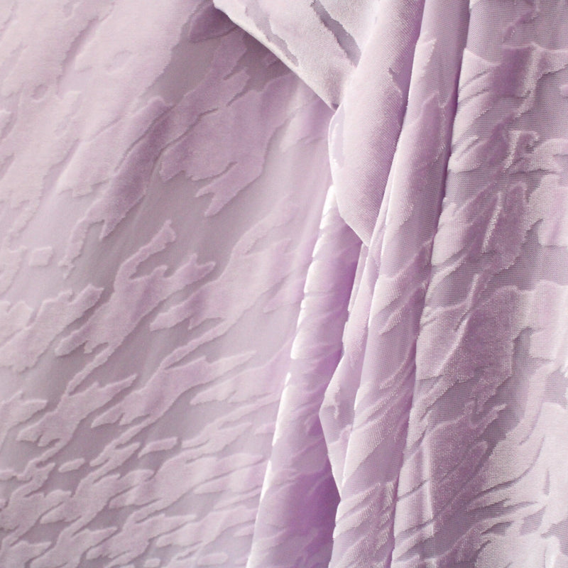 Lilac Abstract Zebra Burnout Velvet Fabric - Lilac Abstract Zebra, 4-Way Stretch, 58" Width (1 Yard)