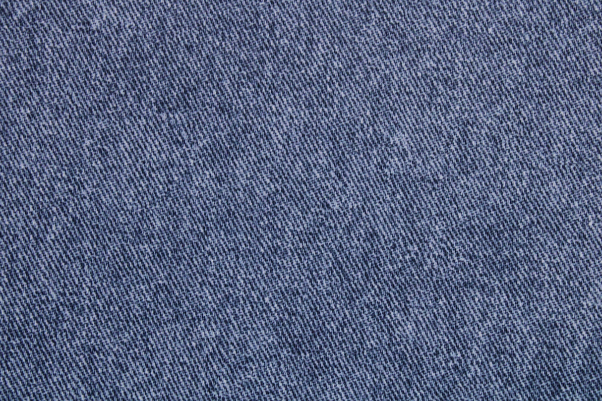Denim Wash Polyester Spandex Fabric - Denim Print, Light/Medium/Dark, 58"/60" Width (1 Yard)