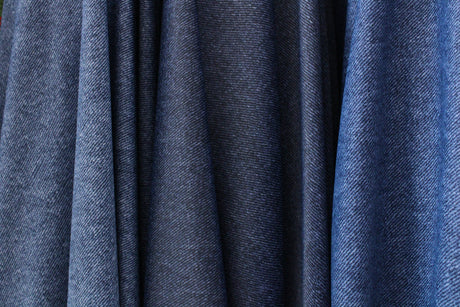 Denim Wash Polyester Spandex Fabric - Denim Print, Light/Medium/Dark, 58"/60" Width (1 Yard)