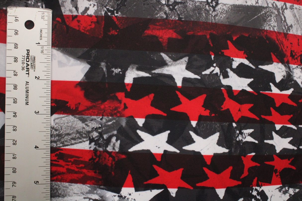 American Patriot Spandex Fabric - Patriotic Red/Blue Print, 58/60" Width (1 Yard)