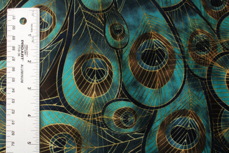 Vibrant Peacock Velvet Fabric - Peacock Print, 4-Way Stretch, 36" X 60" (1 Yard)