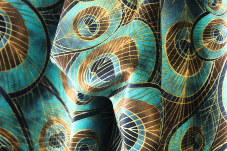 Vibrant Peacock Velvet Fabric - Peacock Print, 4-Way Stretch, 36" X 60" (1 Yard)