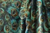 Vibrant Peacock Velvet Fabric - Peacock Print, 4-Way Stretch, 36" X 60" (1 Yard)