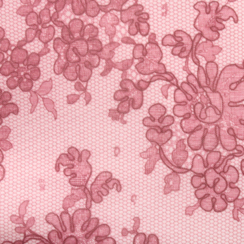 Pink Lace Printed Mesh Fabric - Pink Lace, 4-Way Stretch, 36" X 60" (1 Yard)
