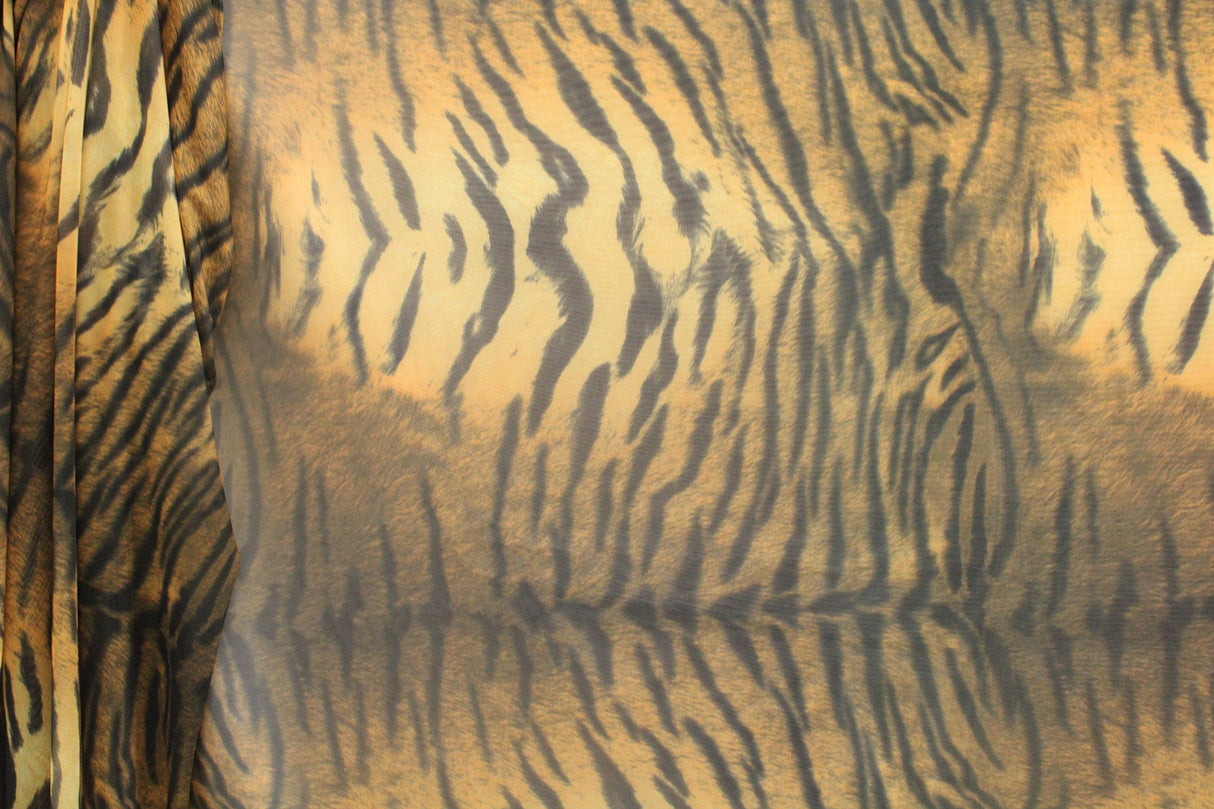 Elegant Tiger Printed Mesh Fabric - Tiger Print, 36" X 60" (1 Yard)