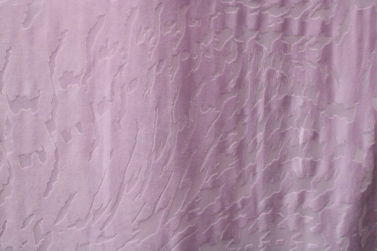Lilac Abstract Zebra Burnout Velvet Fabric - Lilac Abstract Zebra, 4-Way Stretch, 58" Width (1 Yard)
