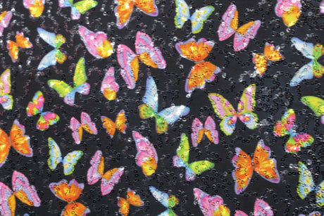 Butterflies 4-Way Stretch Sequin Mesh Fabric - Printed Butterflies, 36" X 60" (1 Yard)