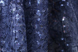 Denim Patchwork Stretch Sequin Mesh Fabric - Denim Patchwork Print, 36" X 60" (1 Yard)