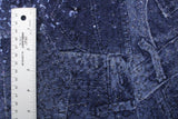Denim Patchwork Stretch Sequin Mesh Fabric - Denim Patchwork Print, 36" X 60" (1 Yard)