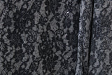 Black Lace 4-Way Stretch Sequin Mesh Fabric - Black Lace, 36" X 60" (1 Yard)
