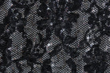Black Lace 4-Way Stretch Sequin Mesh Fabric - Black Lace, 36" X 60" (1 Yard)