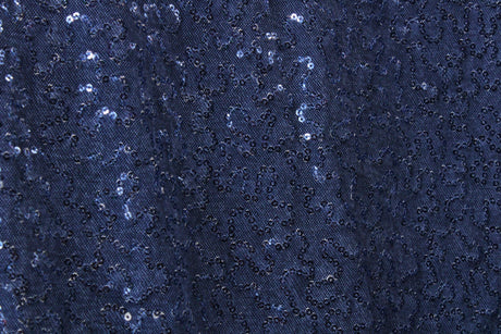 Denim Stretch Sequin Mesh Fabric - Printed Denim, 36" X 60" (1 Yard)
