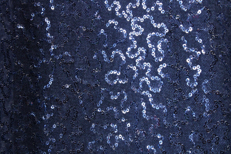 Denim Stretch Sequin Mesh Fabric - Printed Denim, 36" X 60" (1 Yard)