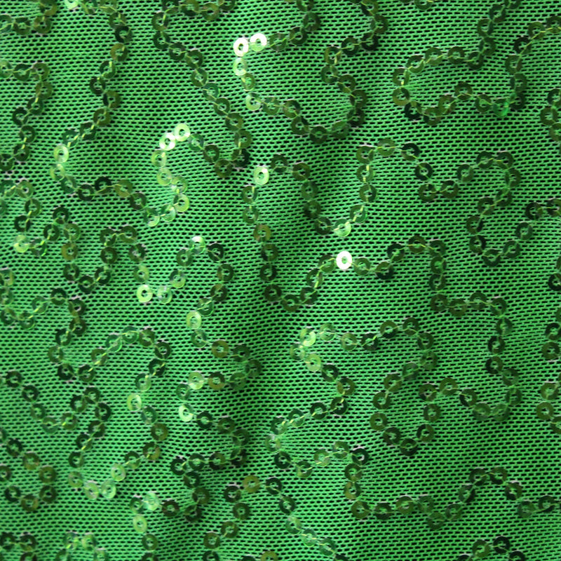 4-Way Stretch Sequin Mesh Fabric - Lime Green, Printed, 36" X 60" (1 Yard)