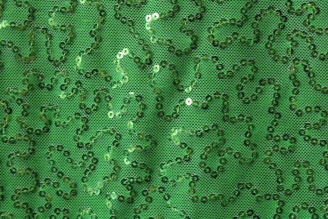 4-Way Stretch Sequin Mesh Fabric - Lime Green, Printed, 36" X 60" (1 Yard)
