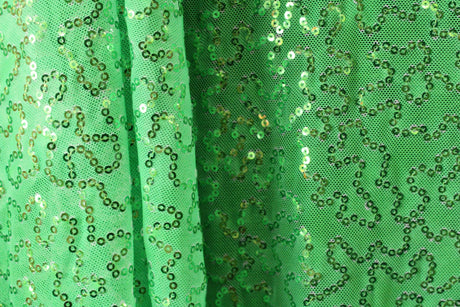 4-Way Stretch Sequin Mesh Fabric - Lime Green, Printed, 36" X 60" (1 Yard)