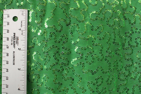 4-Way Stretch Sequin Mesh Fabric - Lime Green, Printed, 36" X 60" (1 Yard)