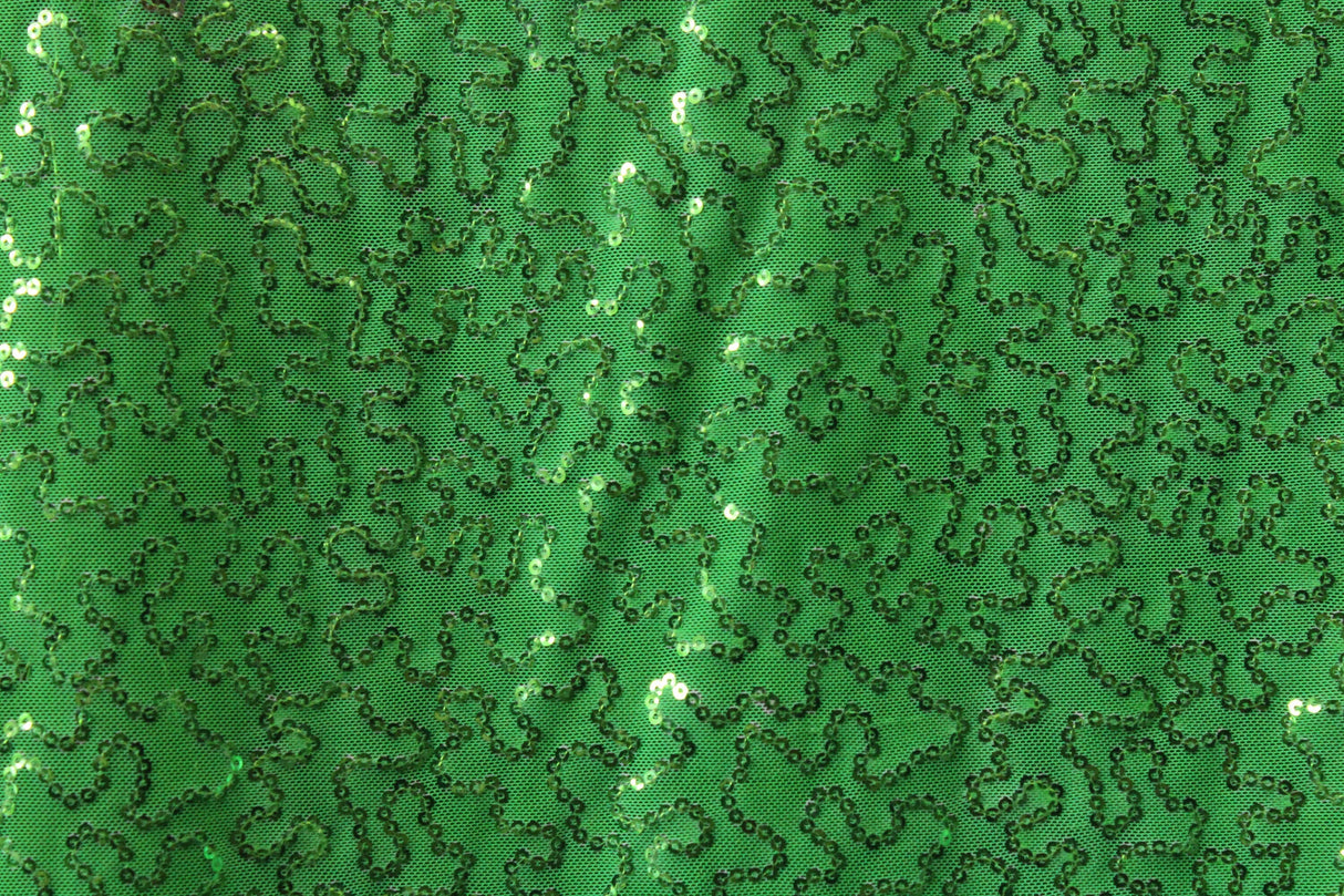 4-Way Stretch Sequin Mesh Fabric - Lime Green, Printed, 36" X 60" (1 Yard)