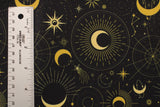 Black & Gold Midnight Sky Polyester Spandex Fabric - Black And Gold Printed, 58/60" Width (1 Yard)